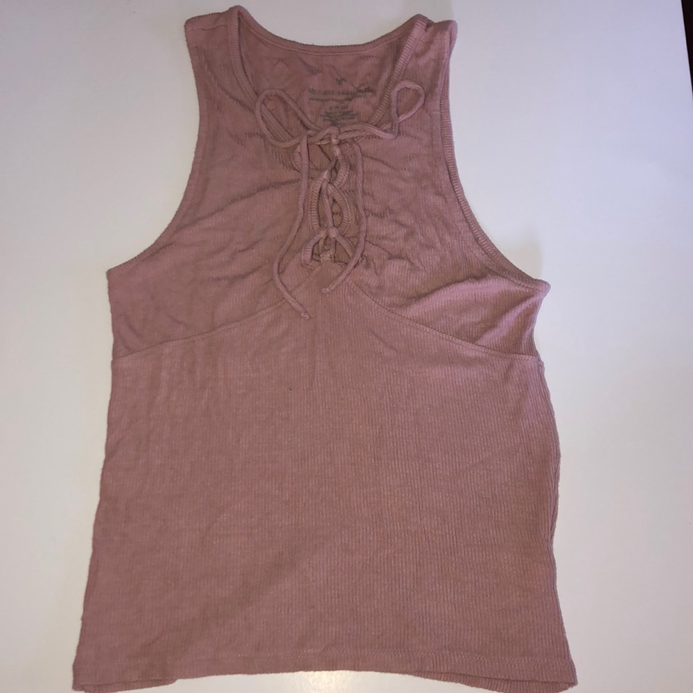 American Eagle Pink Ribbed Tank Top